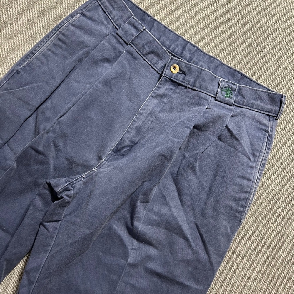 Duck Head Chino Pants Mens 34 Navy Blue Pleated Front Cotton Twill Classic Q445